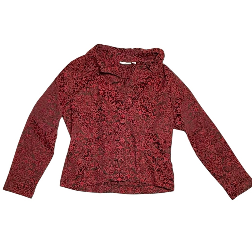 Vintage jacket Croft & Barrow‎ Red jacquard Patterned Blazer L baroque